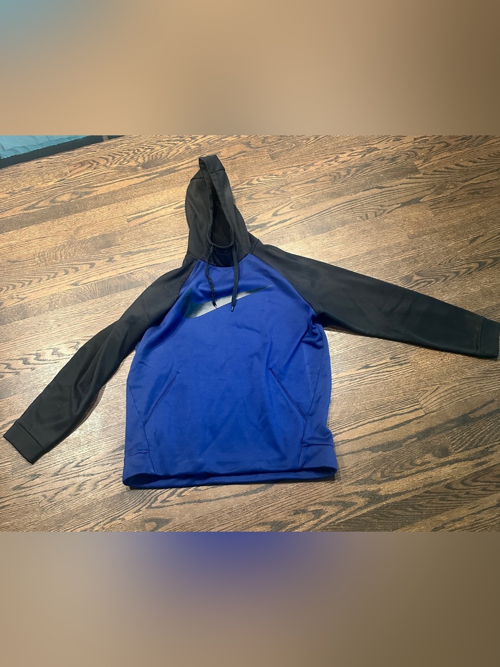 Nike Royal Blue and Black Hooded Sweatshirt